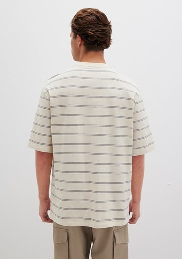  Mavi Çizgili Tişört Relaxed Fit / Rahat Kesim 0612914-70076