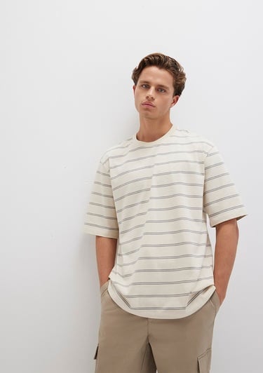  Mavi Çizgili Tişört Relaxed Fit / Rahat Kesim 0612914-70076