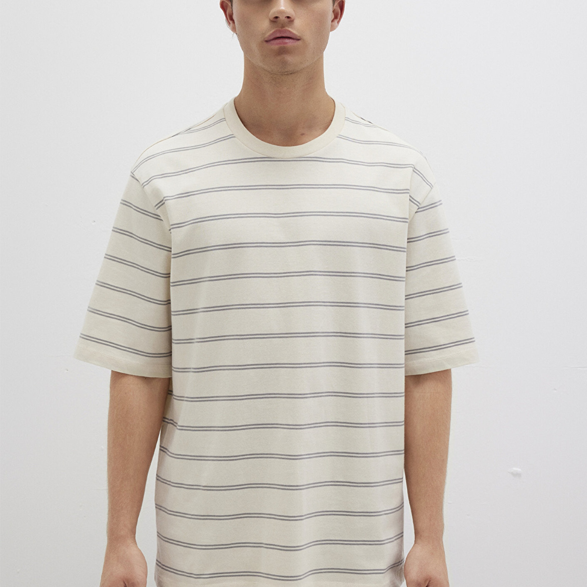 Mavi Çizgili Tişört Relaxed Fit / Rahat Kesim 0612914-70076