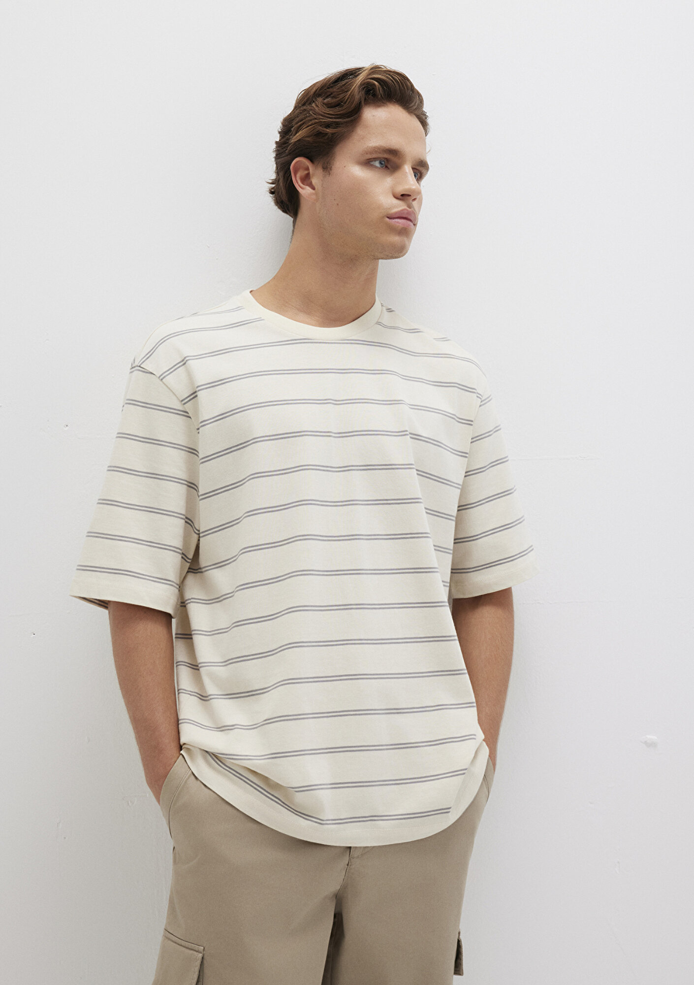  Mavi Çizgili Tişört Relaxed Fit / Rahat Kesim 0612914-70076