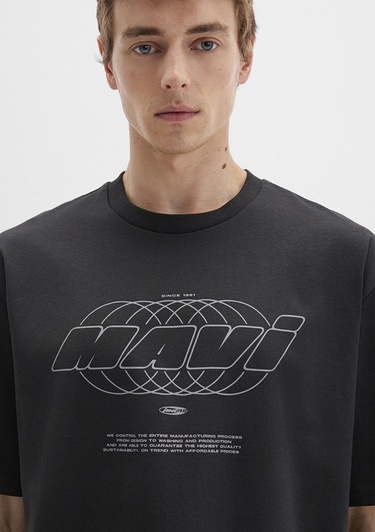  Mavi Mavi Baskılı Gri Tişört Relaxed Fit / Rahat Kesim 0612911-70090