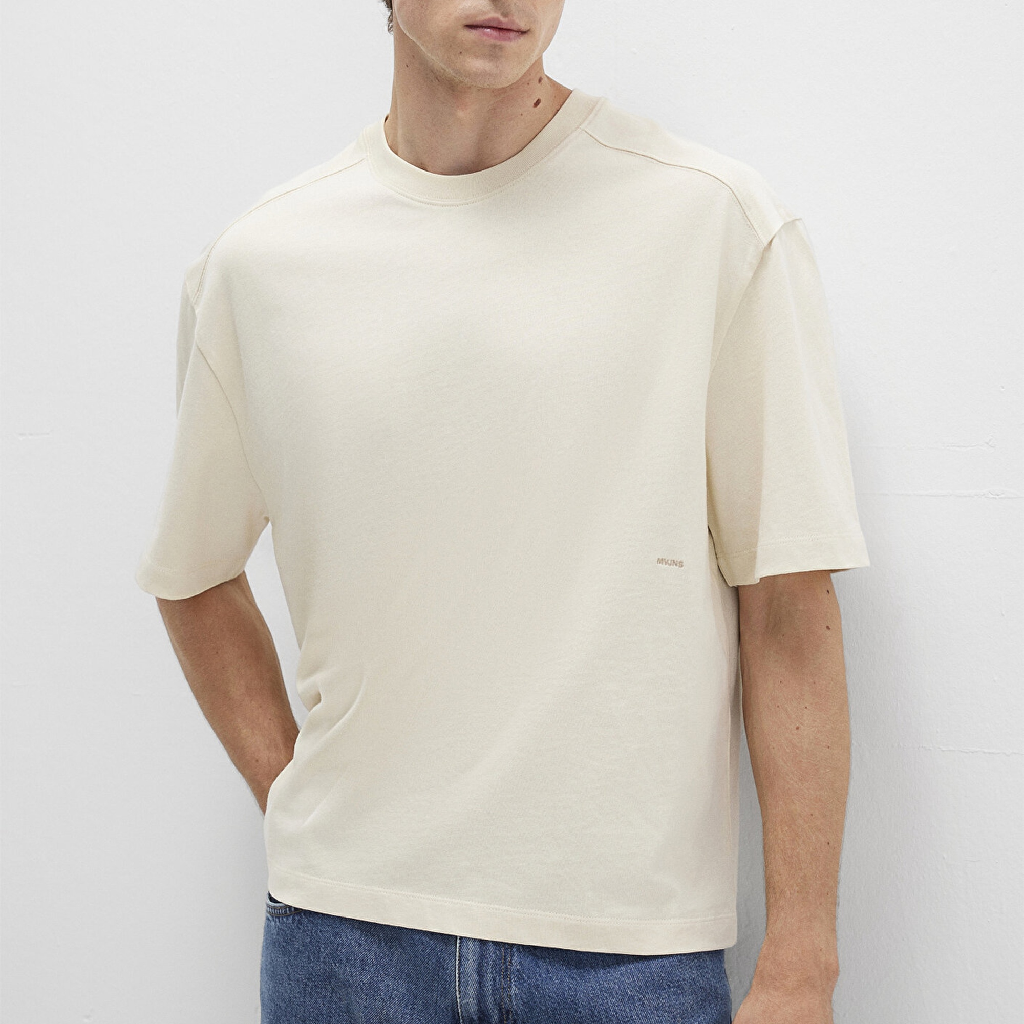 Mavi Bisiklet Yaka Lacivert Basic Tişört Boxy Fit 0612909-70065