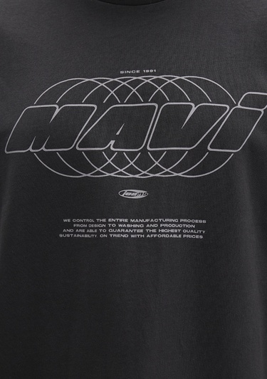  Mavi Mavi Baskılı Gri Tişört Relaxed Fit / Rahat Kesim 0612911-70090