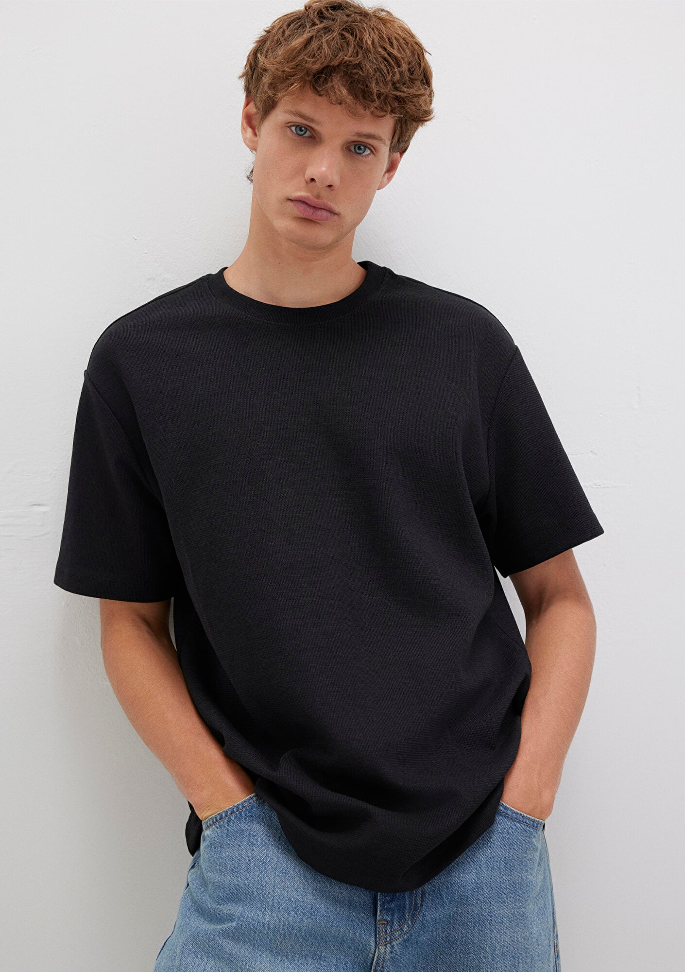  Mavi Siyah Tişört Loose Fit / Bol Rahat Kesim 0612910-900