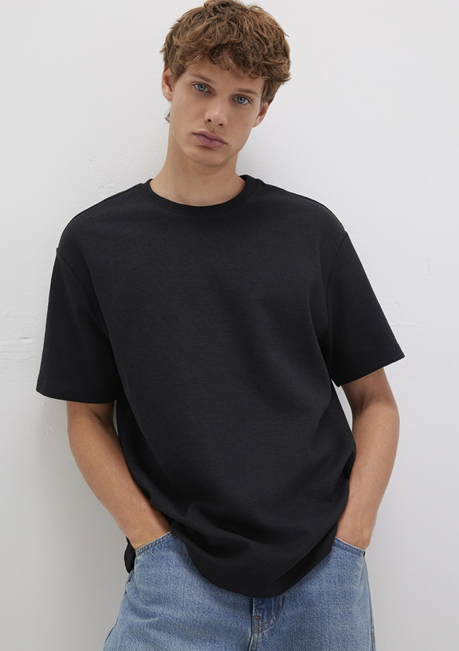  Mavi Siyah Tişört Loose Fit / Bol Rahat Kesim 0612910-900