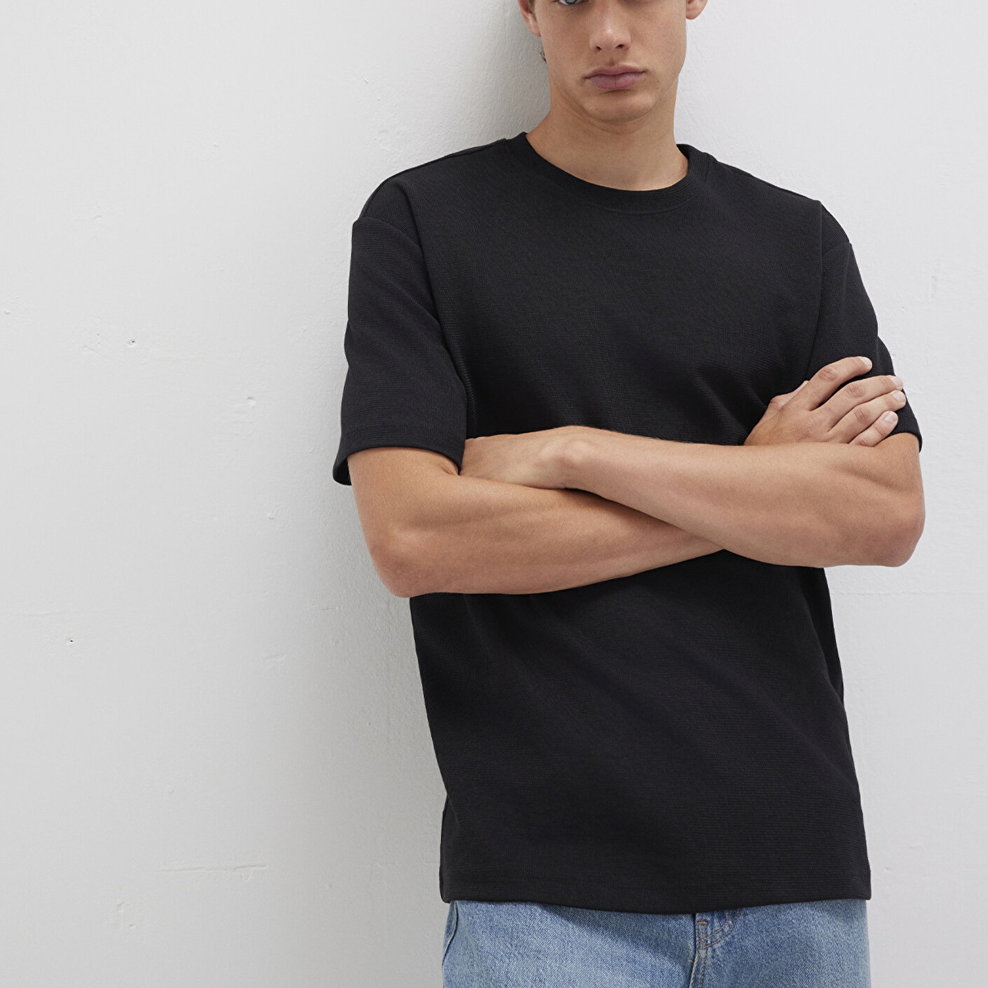 Mavi Siyah Tişört Loose Fit / Bol Rahat Kesim 0612910-900