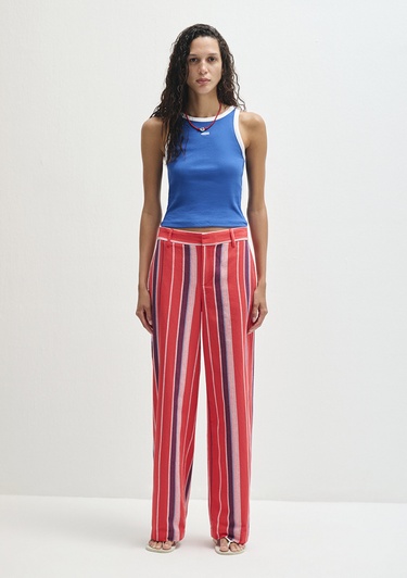  Mavi Çizgili Mavi Pantolon 1011051-90772