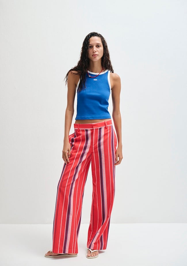  Mavi Çizgili Mavi Pantolon 1011051-90772