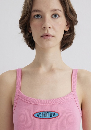  Mavi İndigo Turtles Baskılı Pembe Tişört Fitted / Vücuda Oturan Kesim 1613534-71028