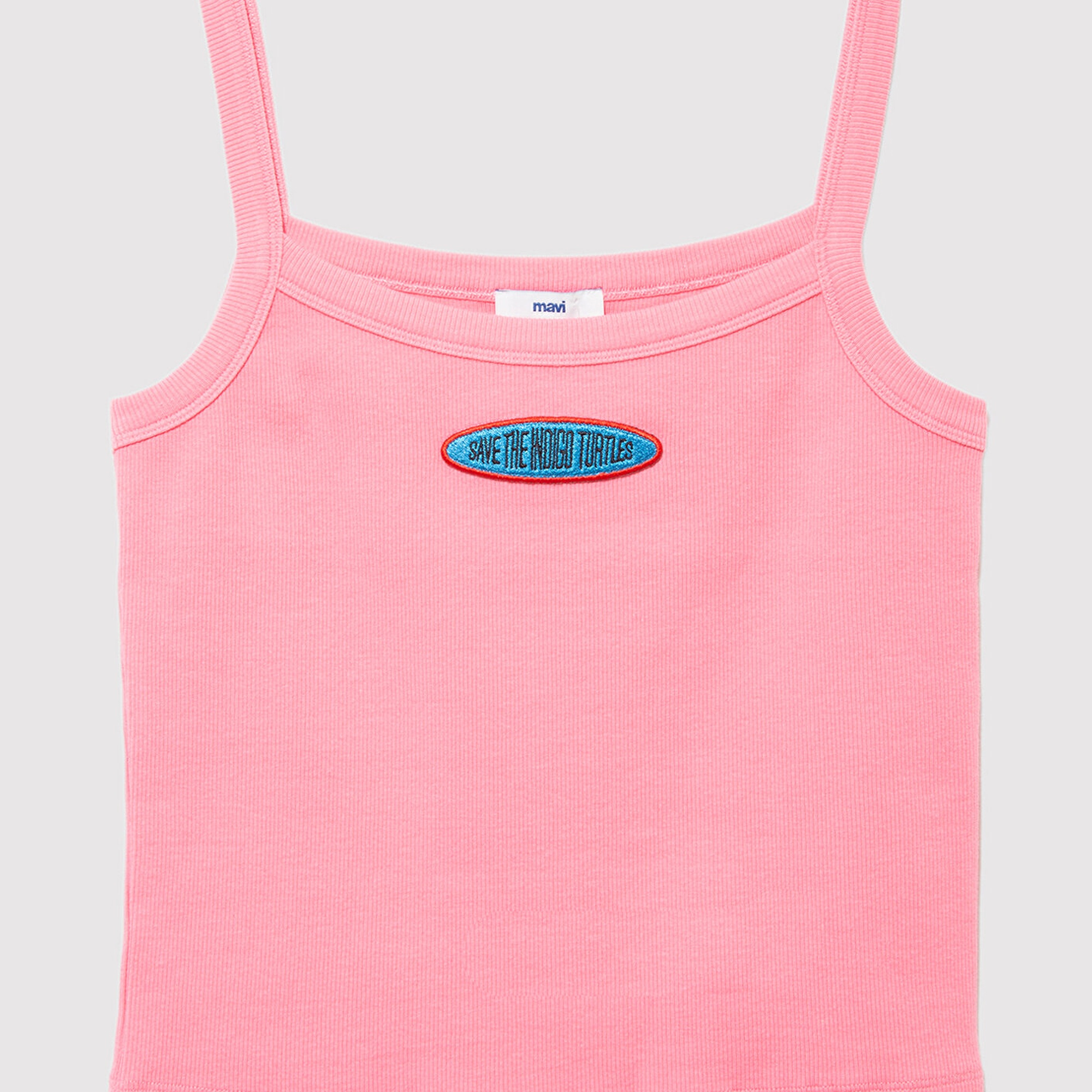 Mavi İndigo Turtles Baskılı Pembe Tişört Fitted / Vücuda Oturan Kesim 1613534-71028