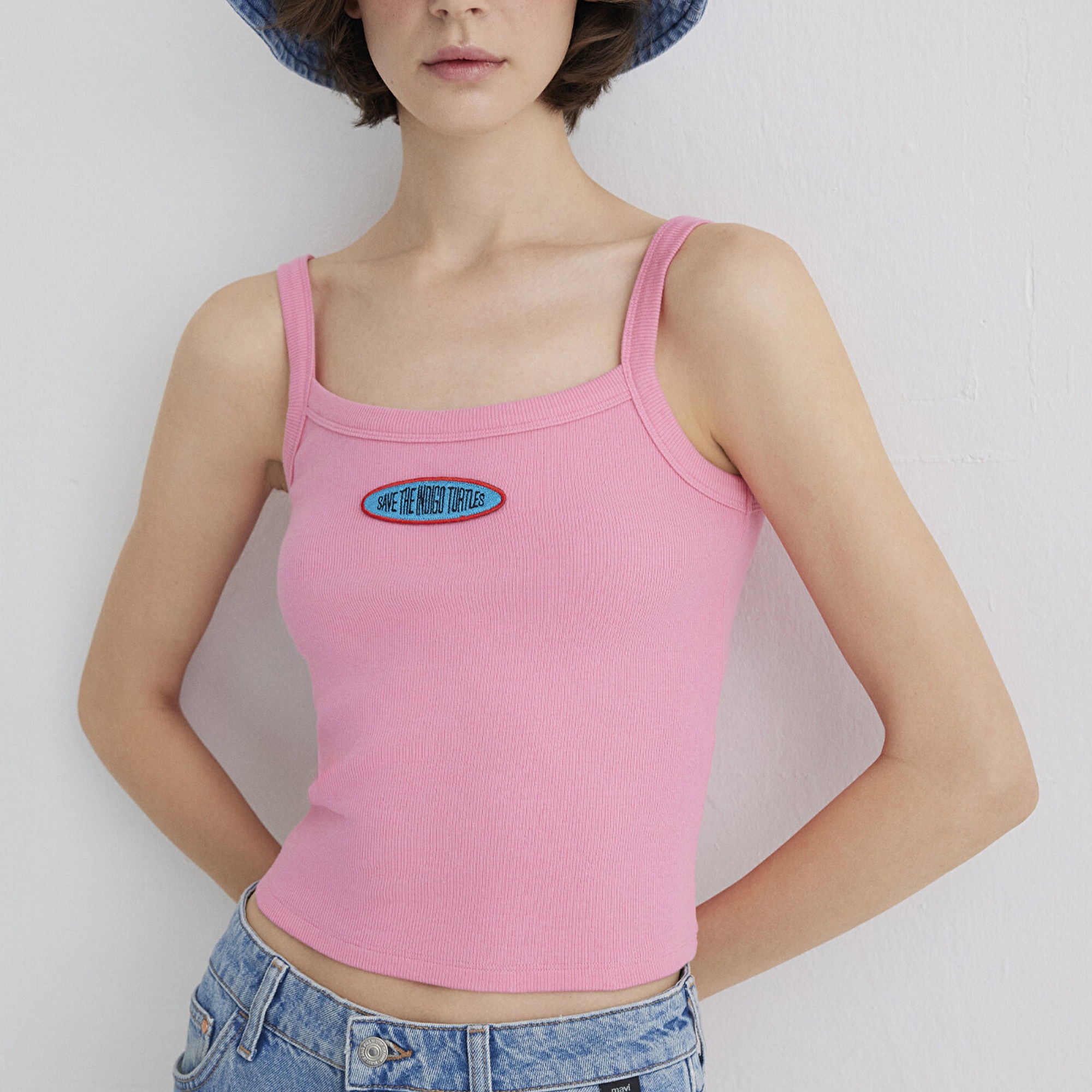 Mavi İndigo Turtles Baskılı Pembe Tişört Fitted / Vücuda Oturan Kesim 1613534-71028