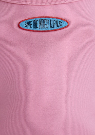  Mavi İndigo Turtles Baskılı Pembe Tişört Fitted / Vücuda Oturan Kesim 1613534-71028
