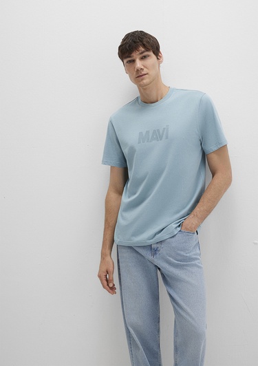  Mavi Mavi Logo Baskılı Mavi Tişört Regular Fit / Normal Kesim 0612896-70838