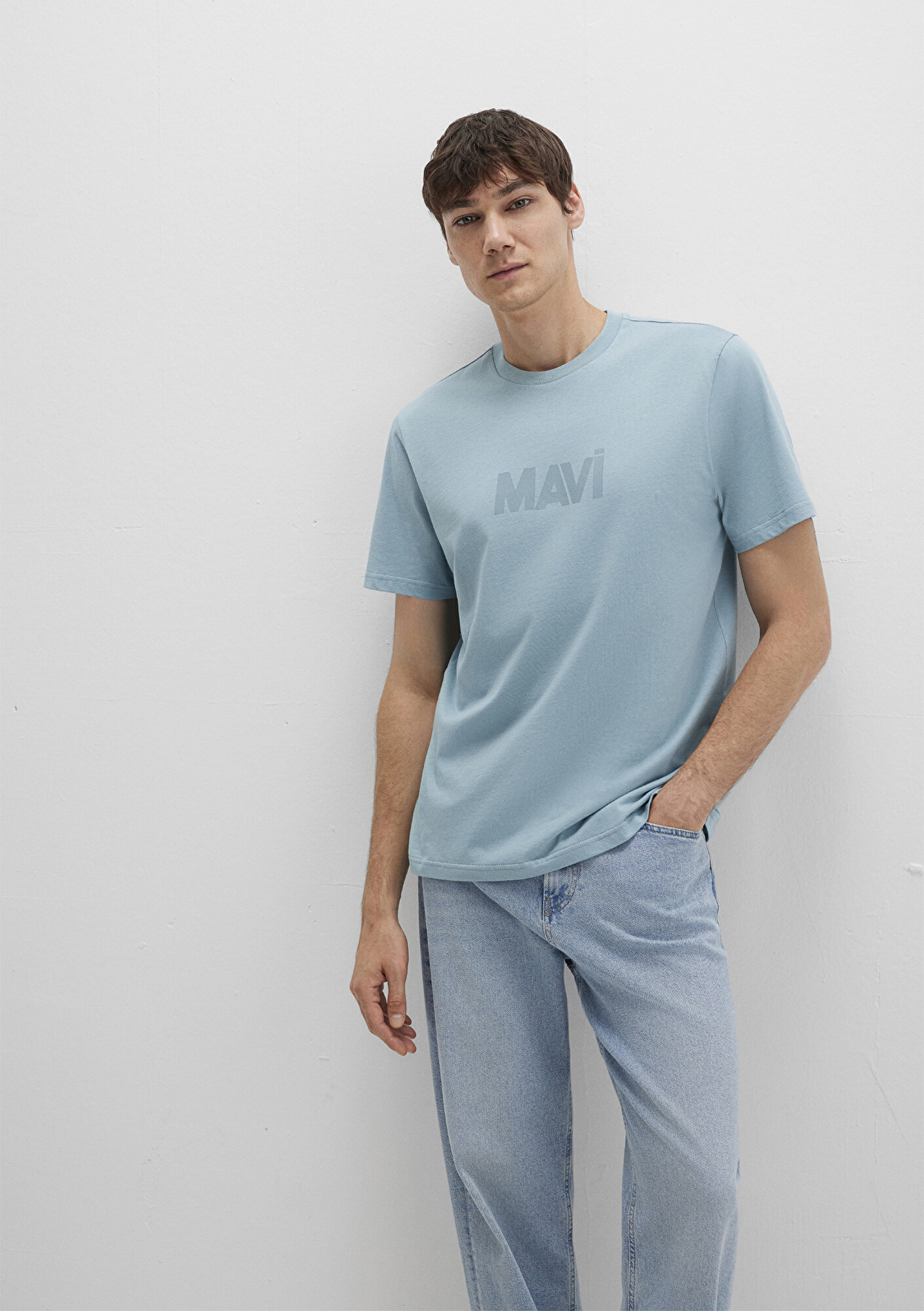  Mavi Mavi Logo Baskılı Mavi Tişört Regular Fit / Normal Kesim 0612896-70838