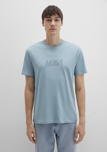  Mavi Mavi Logo Baskılı Mavi Tişört Regular Fit / Normal Kesim 0612896-70838