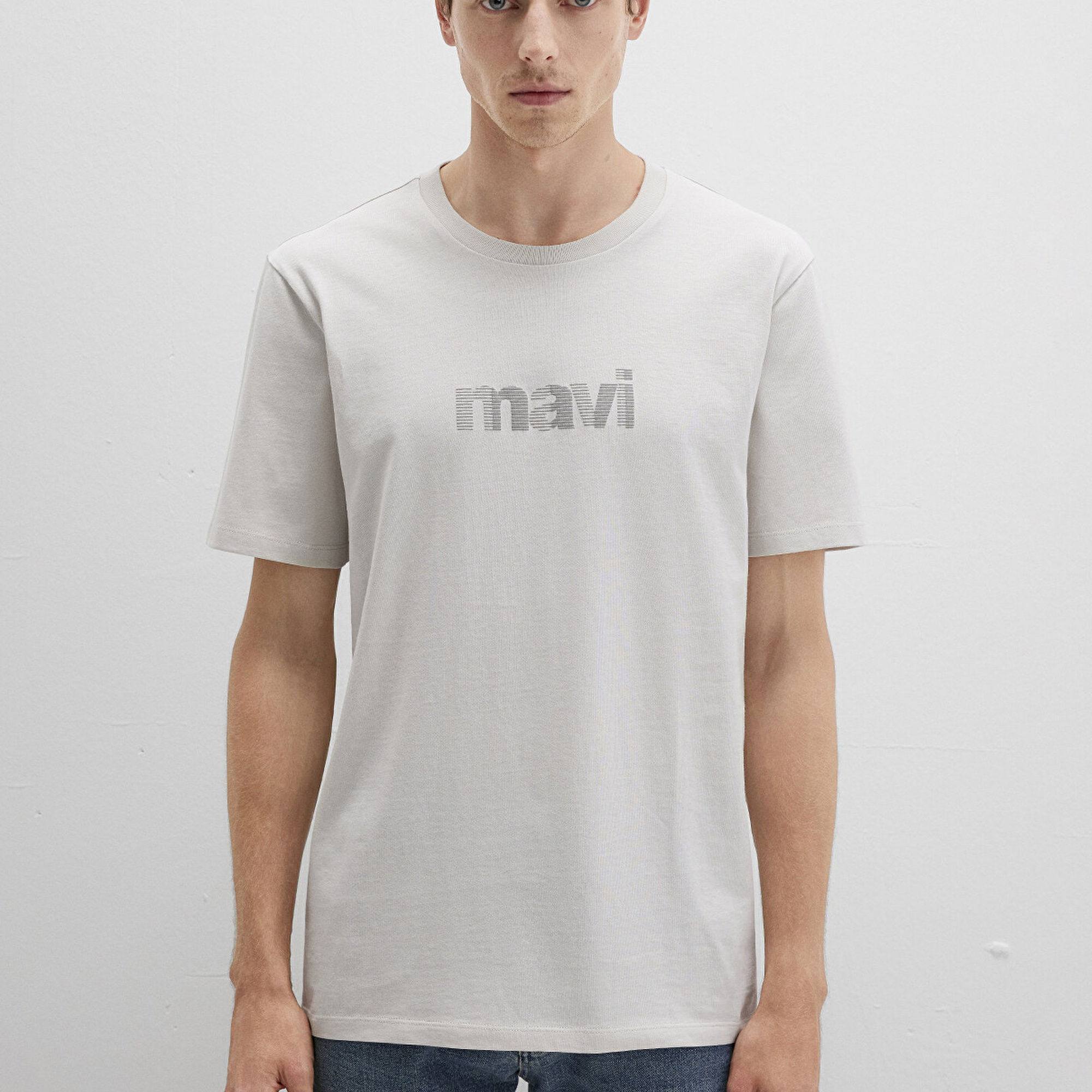 Mavi Mavi Logo Baskılı Gri Tişört Regular Fit / Normal Kesim 0612936-80192