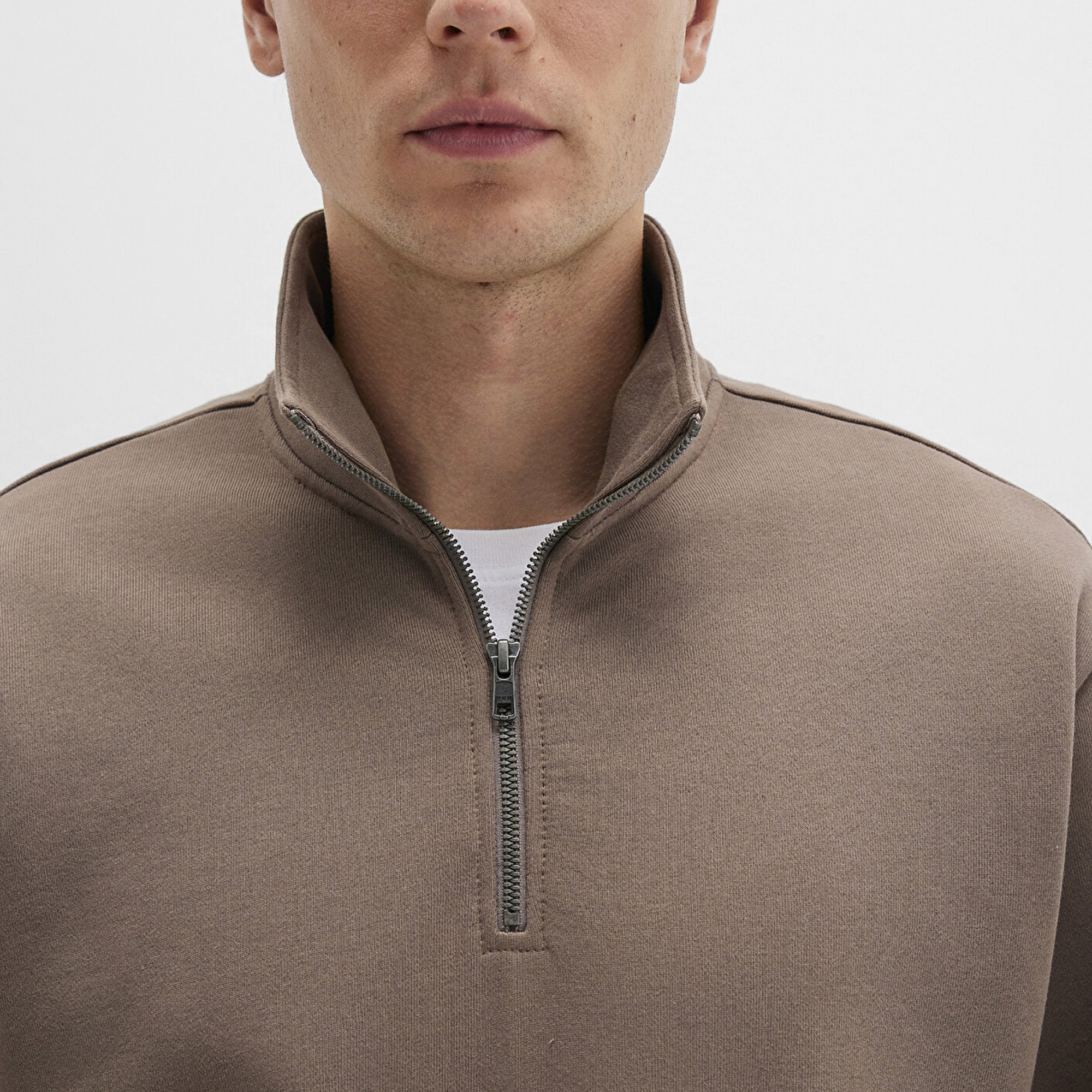 Mavi Yarı Fermuarlı Kahverengi Sweatshirt 0S10419-70380