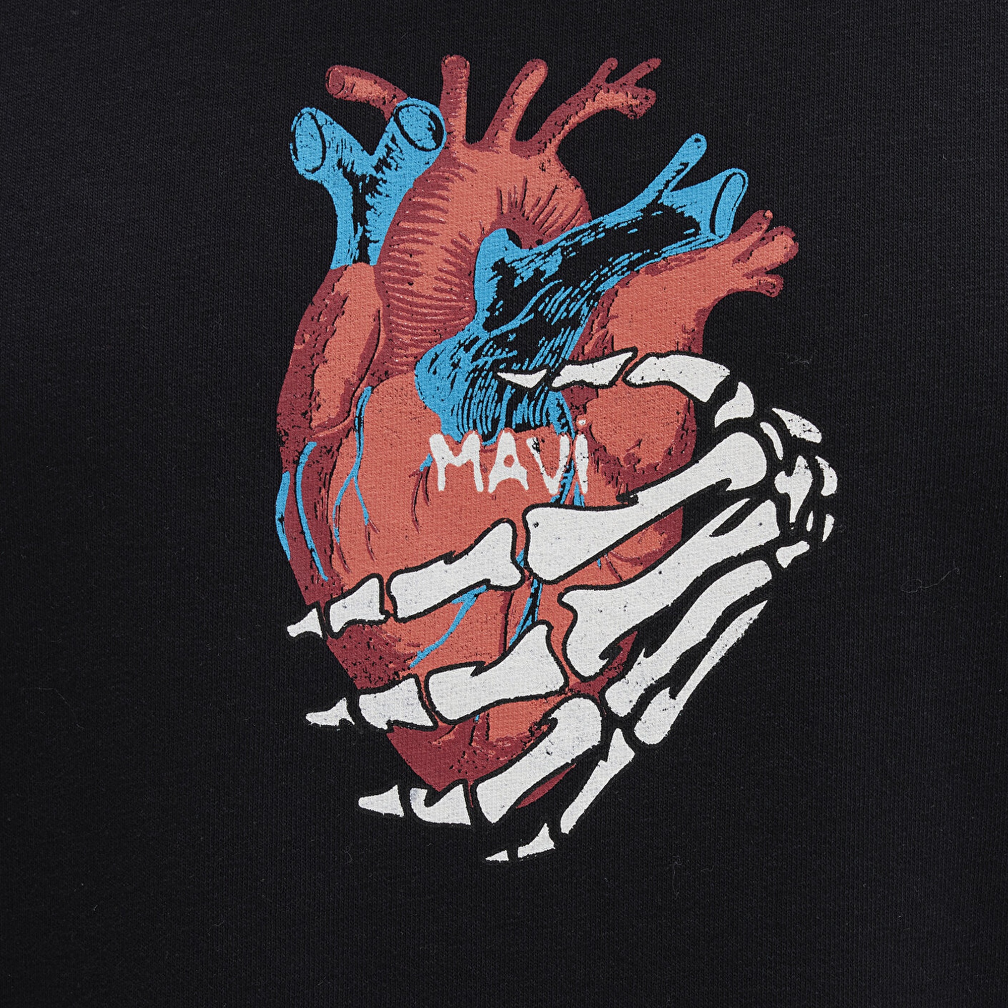 Mavi Sırt Baskılı Siyah Tişört Loose Fit / Bol Rahat Kesim 0612931-900