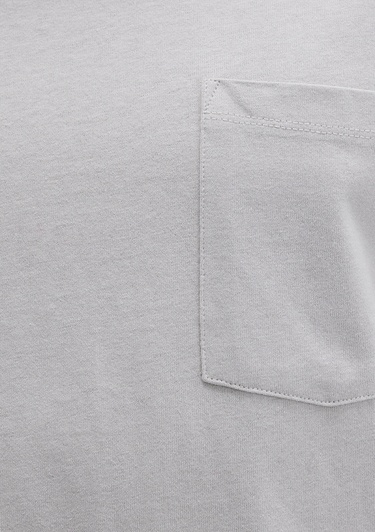  Mavi Cep Detaylı Gri Tişört Loose Fit / Bol Rahat Kesim 066248-70075