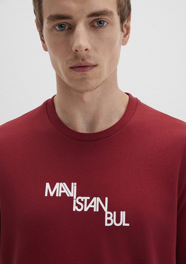  Mavi Mavi İstanbul Baskılı Kırmızı Tişört Regular Fit / Normal Kesim 0612274-89065