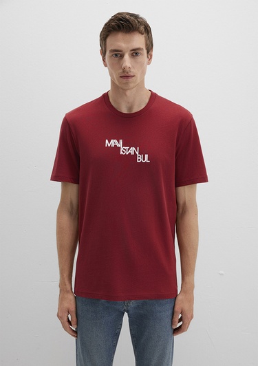  Mavi Mavi İstanbul Baskılı Kırmızı Tişört Regular Fit / Normal Kesim 0612274-89065