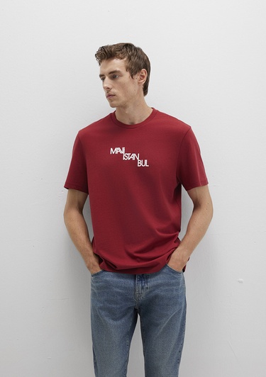  Mavi Mavi İstanbul Baskılı Kırmızı Tişört Regular Fit / Normal Kesim 0612274-89065