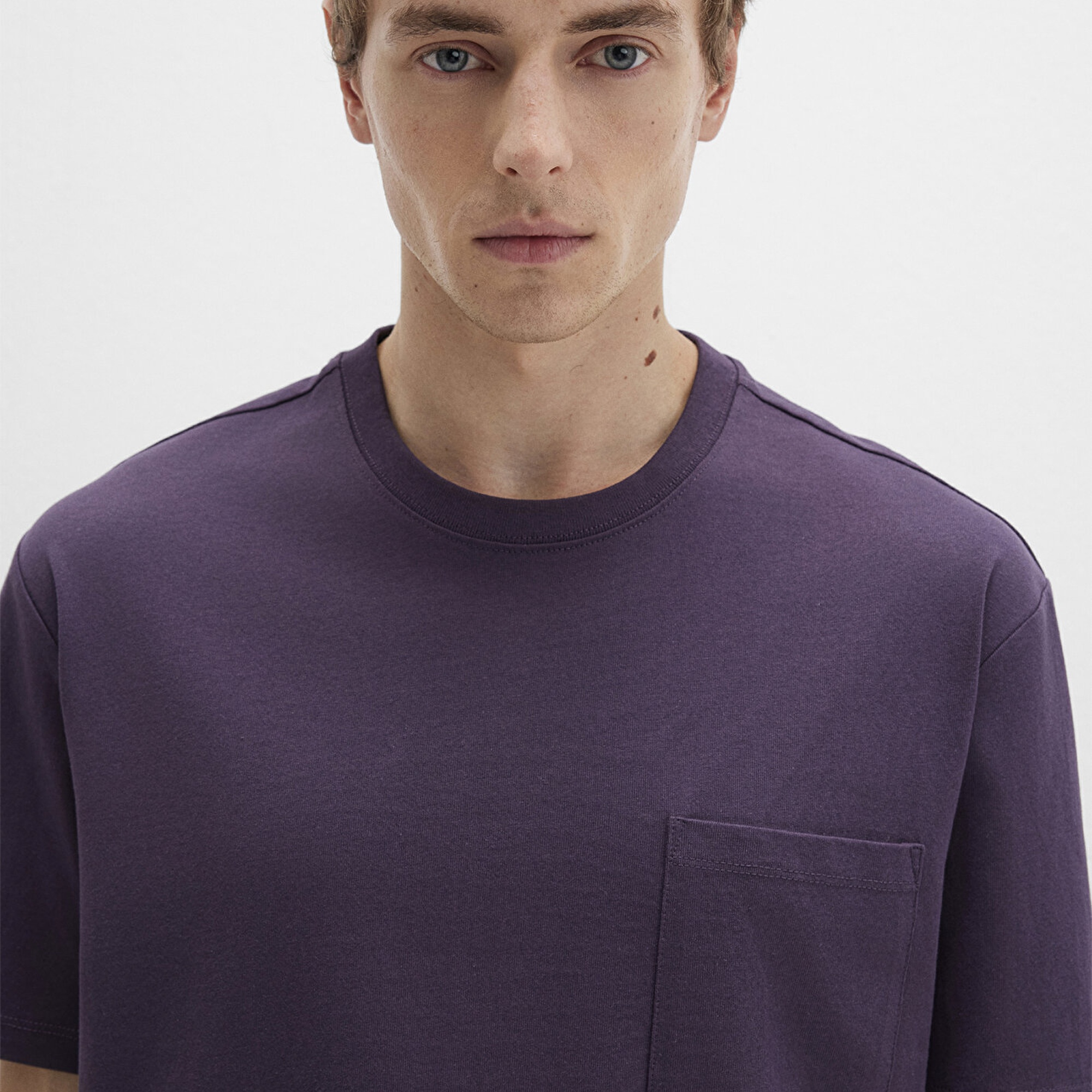 Mavi Cep Detaylı Mor Tişört Loose Fit / Bol Rahat Kesim 066248-70688