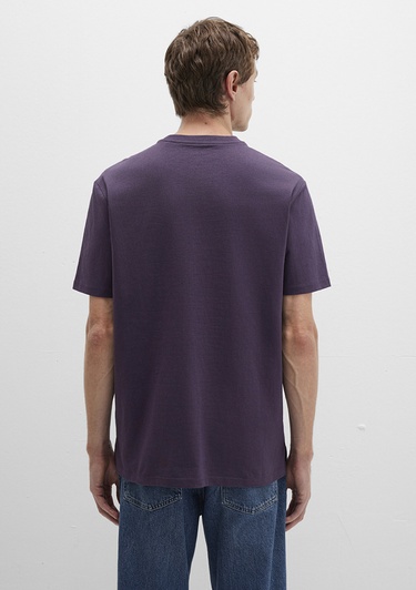  Mavi Cep Detaylı Mor Tişört Loose Fit / Bol Rahat Kesim 066248-70688