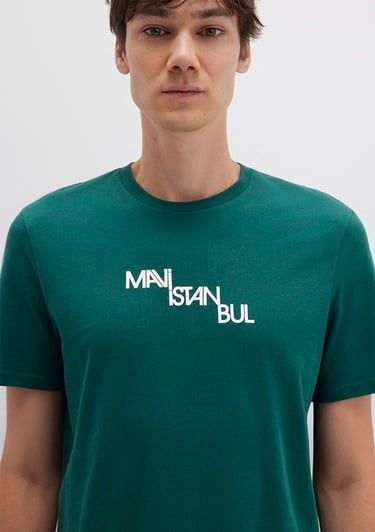  Mavi Mavi İstanbul Baskılı Yeşil Tişört Regular Fit / Normal Kesim 0612274-90960