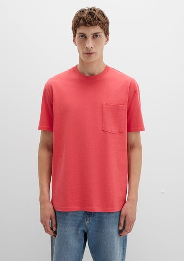  Mavi Cep Detaylı Pembe Tişört Loose Fit / Bol Rahat Kesim 066248-71079