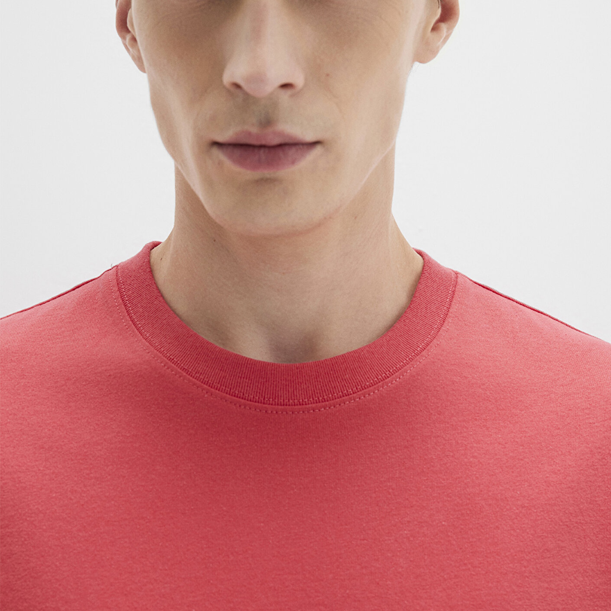 Mavi Cep Detaylı Pembe Tişört Loose Fit / Bol Rahat Kesim 066248-71079