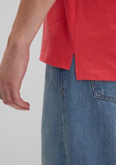  Mavi Cep Detaylı Pembe Tişört Loose Fit / Bol Rahat Kesim 066248-71079