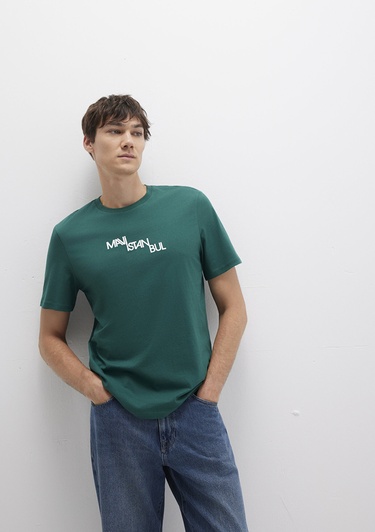  Mavi Mavi İstanbul Baskılı Yeşil Tişört Regular Fit / Normal Kesim 0612274-90960