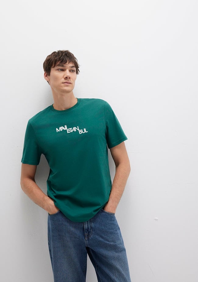  Mavi Mavi İstanbul Baskılı Yeşil Tişört Regular Fit / Normal Kesim 0612274-90960