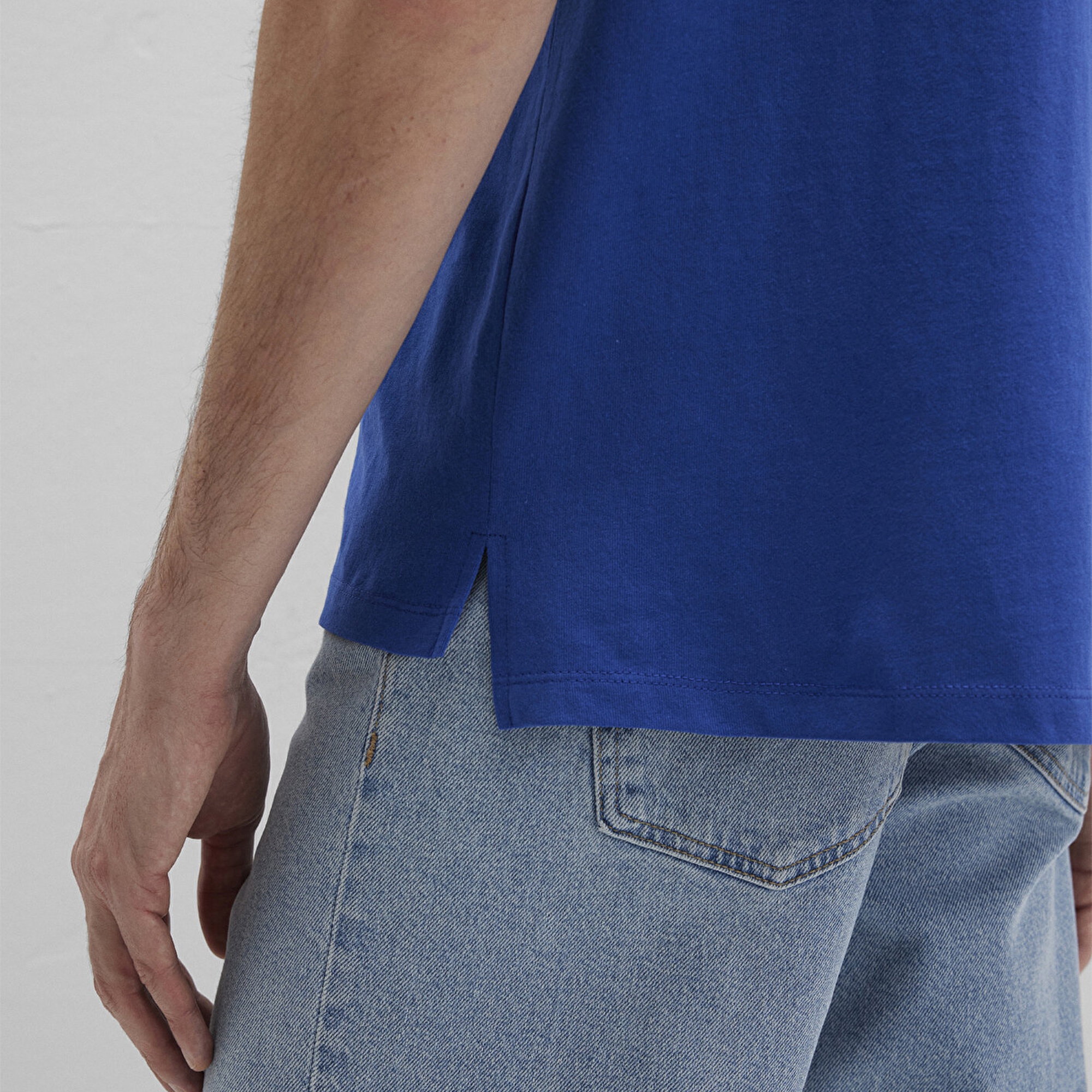 Mavi Cep Detaylı Mavi Tişört Loose Fit / Bol Rahat Kesim 066248-70907