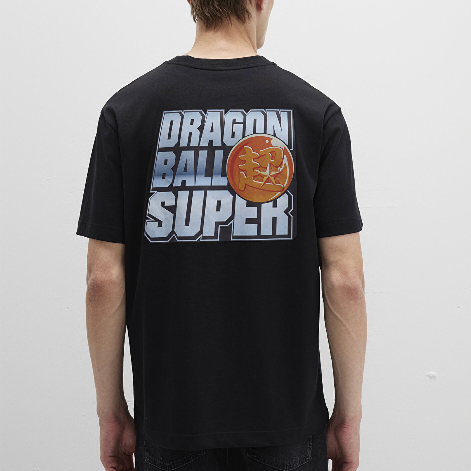 Mavi Dragon Ball Baskılı Siyah Tişört Loose Fit / Bol Rahat Kesim 0612932-900