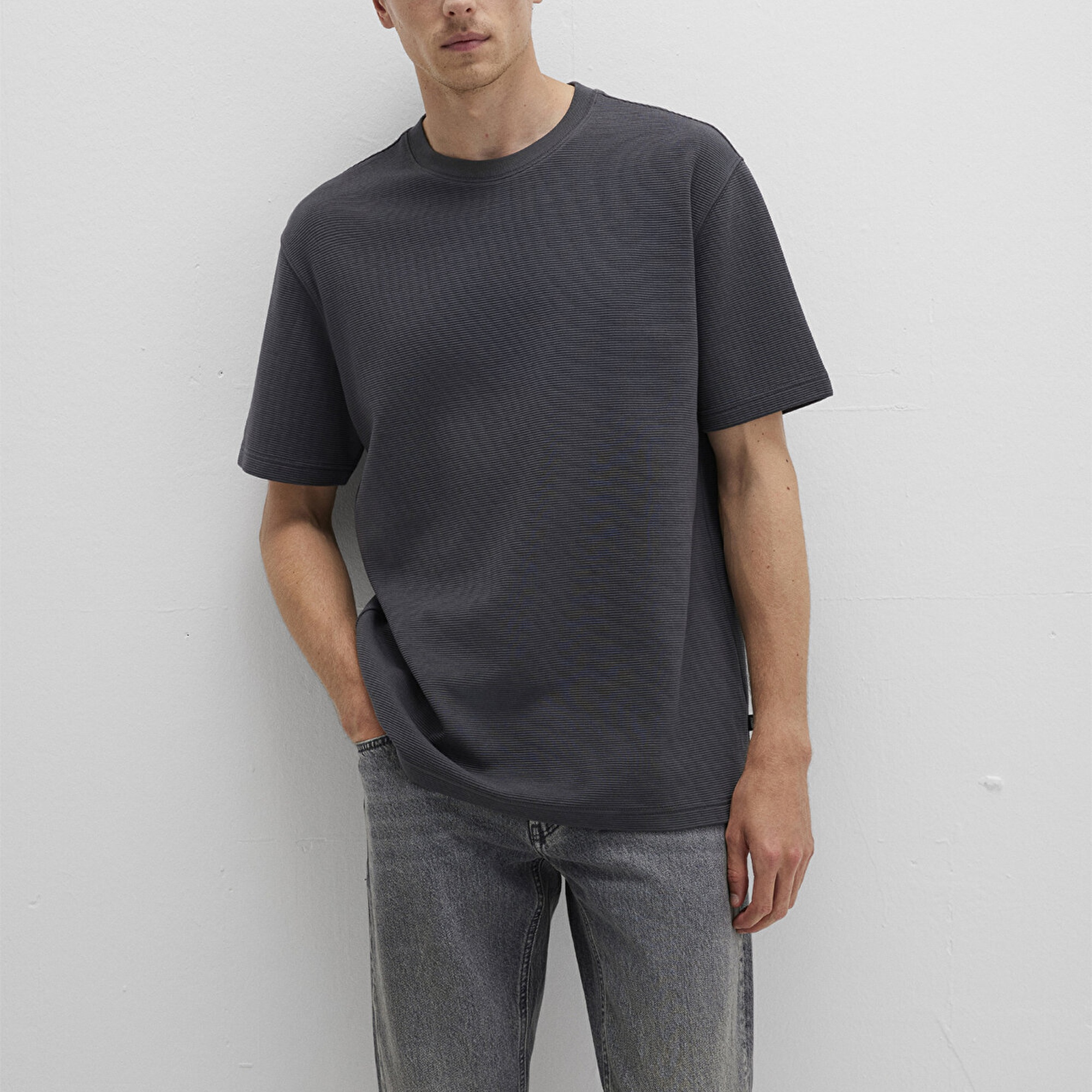 Mavi Antrasit Haki Basic Tişört Loose Fit / Bol Rahat Kesim 0612830-80106