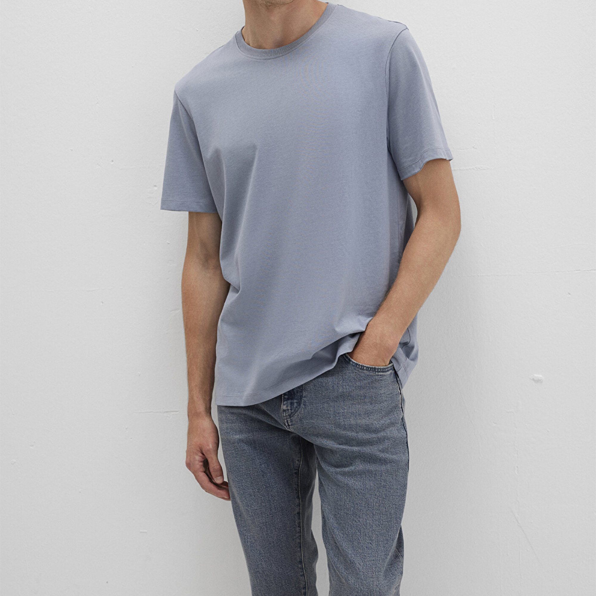 Mavi Bisiklet Yaka Mavi Basic Tişört Regular Fit / Normal Kesim 0612863-86584