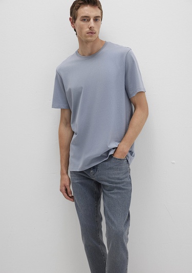  Mavi Bisiklet Yaka Mavi Basic Tişört Regular Fit / Normal Kesim 0612863-86584