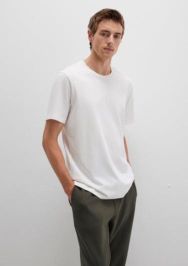  Mavi Bisiklet Yaka Beyaz Basic Tişört Regular Fit / Normal Kesim 0612863-70057