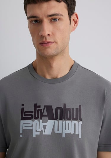  Mavi İstanbul Baskılı Gri Tişört Regular Fit / Normal Kesim 0612992-70099