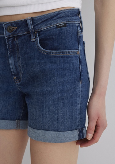 Mavi Pixie Casual Koyu Mavi Jean Şort 1437090726