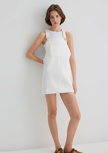  Mavi Iza Kırık Beyaz Jean Elbise 1310662-89835