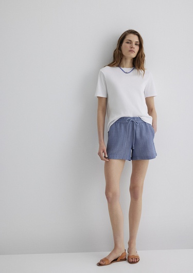  Mavi Dokulu Mavi Şort 1410132-89861