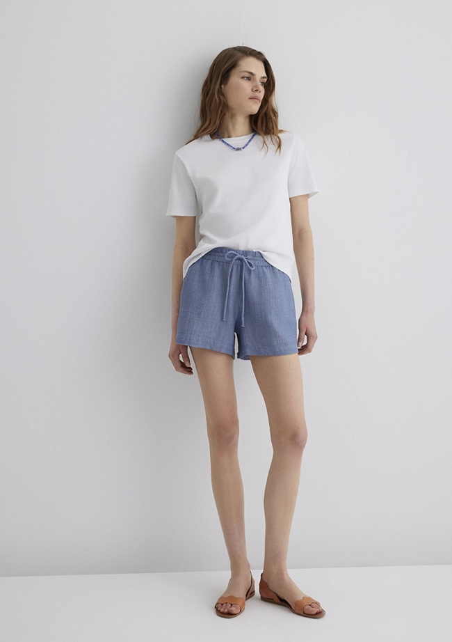  Mavi Dokulu Mavi Şort 1410132-89861