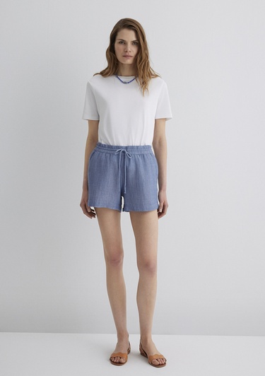  Mavi Dokulu Mavi Şort 1410132-89861