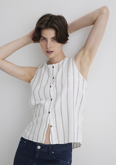  Mavi Kolsuz Çizgili Top 1211147-83978