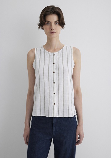  Mavi Kolsuz Çizgili Top 1211147-83978