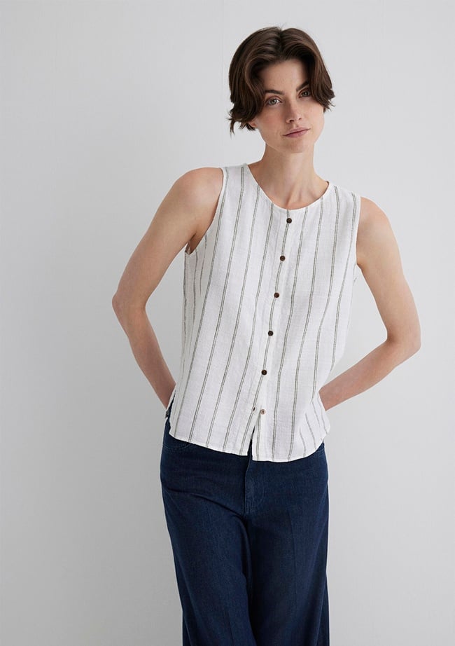  Mavi Kolsuz Çizgili Top 1211147-83978