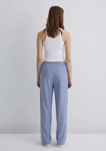  Mavi Çizgili Mavi Pantolon 1010999-89860